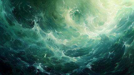 Ethereal Dreamscape Of Swirling Blues And Greens, A Study In Serenity, Colorful Abstract Waves Wallpaper, Backdrop Concept.