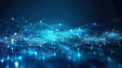 Futuristic digital composition: blue-black background with scattered lights and prominent blue light. Generated by ai.