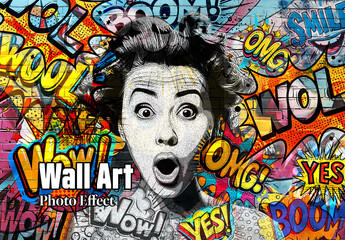 Comic Wall Painting Art Effect. Some Elements are AI Generated