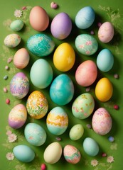 Fototapeta na wymiar Happy Easter background template with beautiful eggs, happy easter day