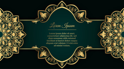 luxury green background, with gold mandala