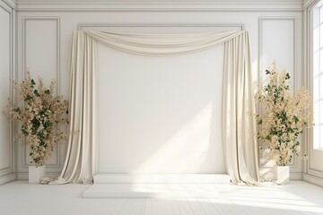 Wedding backdrop white aesthetic flower outdoor clear sky background