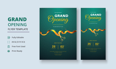Grand Opening Flyer Template, Realistic grand Opening Invitation, Inauguration Flyer Template, ceremony invitation flyer, Grand opening dl flyer