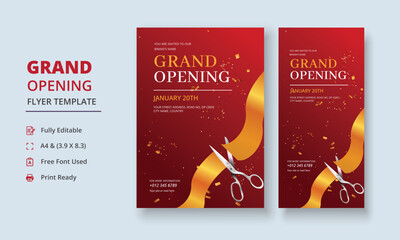 Grand Opening Flyer Template, Realistic grand Opening Invitation, Inauguration Flyer Template, ceremony invitation flyer, Grand opening dl flyer