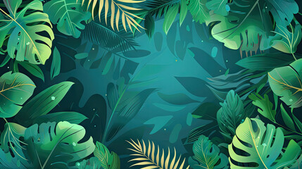 Tropical green plam leaf background illustration	