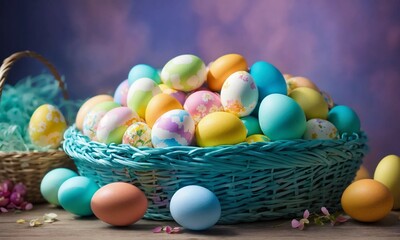 Happy Easter.Set of Easter eggs with different texture, Spring Holiday