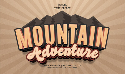 Text Effect Moutain Adventure Style. Editable Text Effect Vintage 3d Nature Outdoor 