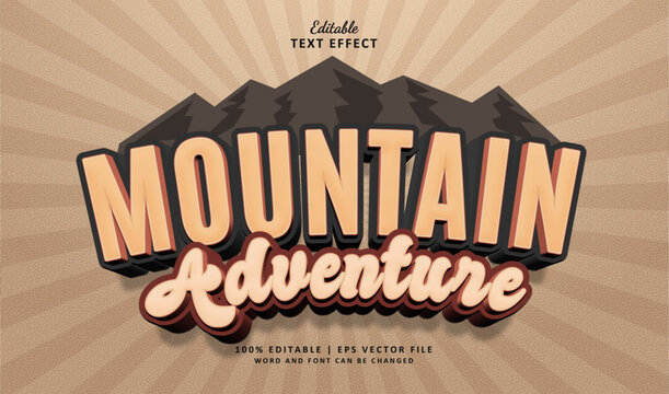 Text Effect Moutain Adventure Style. Editable Text Effect Vintage 3d Nature Outdoor 