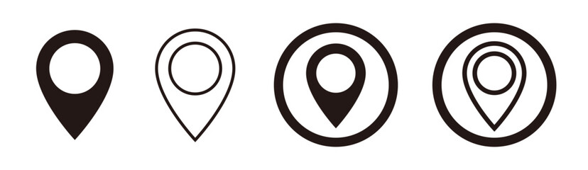Flat icon set of location and map pins