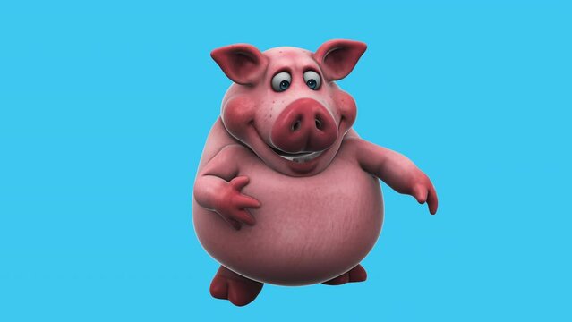 Fun 3D cartoon pig dancing (with alpha channel)