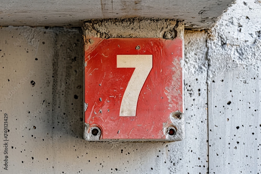 Poster bold number 7 on white background, ideal for design and presentation with customization space