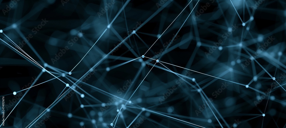 Poster interconnected points for iot and machine learning with blurred background and copy space