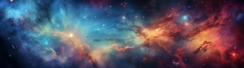 Fototapeta na wymiar Ethereal Cosmic Cloudscape with Celestial Stars