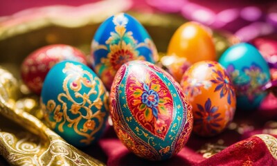 Fototapeta na wymiar easter eggs, happy easter, spring holiday