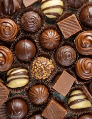 chocolate candies close up