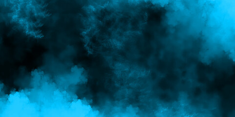 Abstract dark blue grunge smoke texture on black background. Teal Black texture overlays transparent smoke. Teal background with clouds, dark teal grunge texture with grainy Light ink canvas.