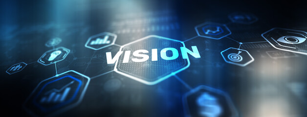 Vision Icon on virtual screen. Business vision presentation