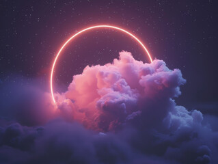 Naklejka premium cloud computing hologram, highlighted with blue and golden lights, dominates the foreground