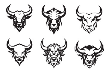 Angry bull head logo - obrazy, fototapety, plakaty