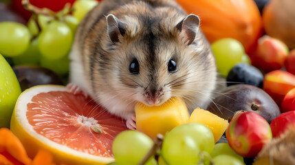 Feeding Frenzy: Close-Up Shots of Hamsters Enjoying Their Favorite Treats