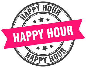 happy hour stamp. happy hour label on transparent background. round sign