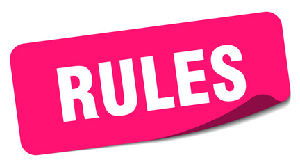 rules sticker. rules label