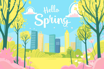 Hello Spring City Illustration