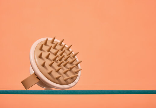 Round body massager. Anti cellulite body sculpting program. Copy space for text.