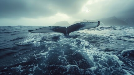 majestic whale in the middle of the sea during the day in high resolution and high quality. Concept of sea animals