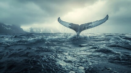 majestic whale in the middle of the sea during the day in high resolution and high quality - obrazy, fototapety, plakaty