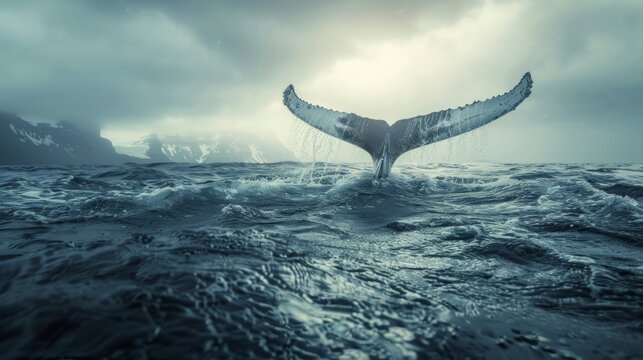 majestic whale in the middle of the sea during the day in high resolution and high quality