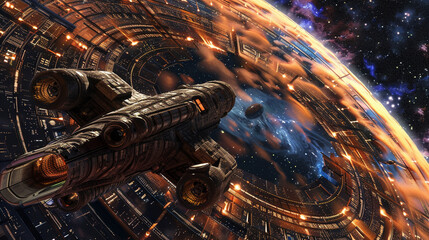Galactic frontier where technology meets the unknown uniquely rendered in 3D by an imaginative illustrator