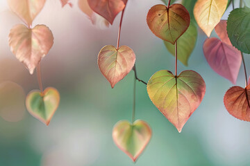 Experience the ethereal beauty of blurred nature backgrounds with pastel color tones resembling multicolored white hearts wallpaper. A mesmerizing scene with light shining through leaves.