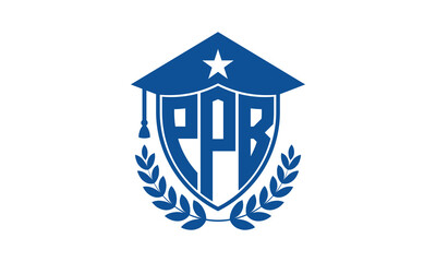 PPB three letter iconic academic logo design vector template. monogram, abstract, school, college, university, graduation cap symbol logo, shield, model, institute, educational, coaching canter, tech