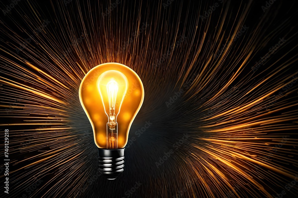 Poster abstract image of a glowing lightbulb, representing the concept of creativity and innovative ideas e