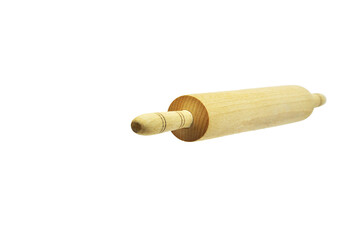 kitchen wooden rolling pin on a white background. a tool for rolling out dough
