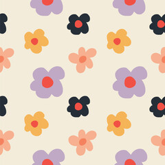 Seamless flower pattern element vector shape doodle floral abstract texture and fabric background illustration