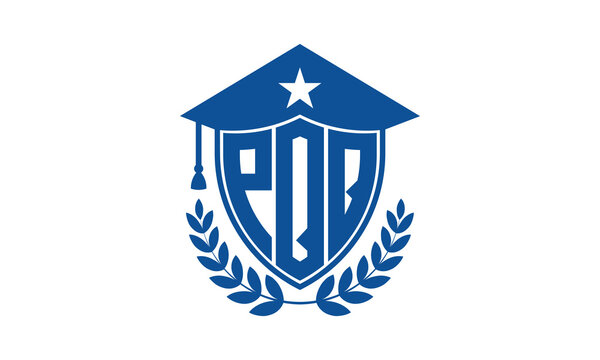 PQQ three letter iconic academic logo design vector template. monogram, abstract, school, college, university, graduation cap symbol logo, shield, model, institute, educational, coaching canter, tech