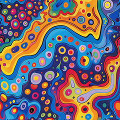 Fototapeta premium 70s Psychedelic Retro Pattern.