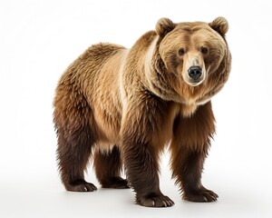 Grizzly Bear , blank templated, rule of thirds, space for text, isolated white background