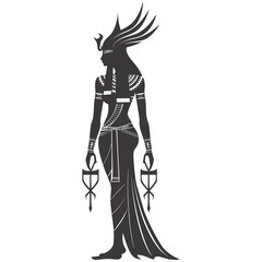 Silhouette Female Pharaoh the egypt Mythical Creature black color only