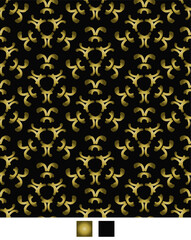 Metallic Gold Glowing Luxury Filigree Vector Seamless Repeating Pattern Tile