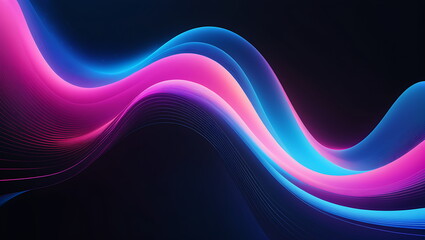 Abstract background with dynamic flowing blue and pink light wave lines