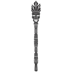 Silhouette Indian tribal wooden pole black color only