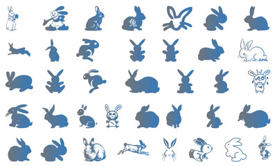 Rabbit icon mega bundle. Bunny icon collection