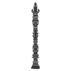 Obraz premium Silhouette Indian tribal wooden pole black color only