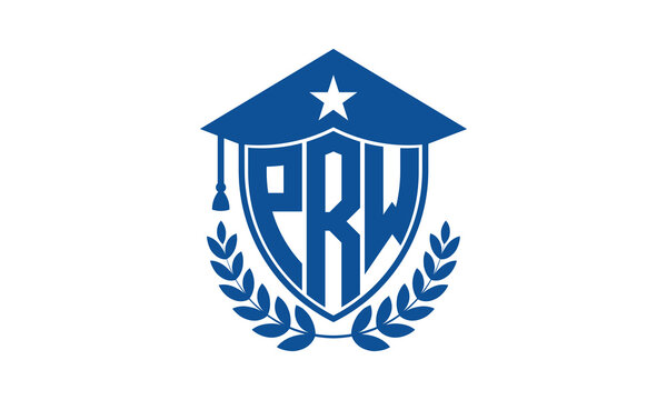 PRW three letter iconic academic logo design vector template. monogram, abstract, school, college, university, graduation cap symbol logo, shield, model, institute, educational, coaching canter, tech