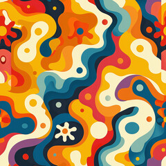 Psychedelic Seamless Retro Pattern from the Seventies.