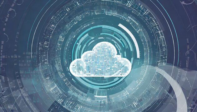 Abstract Artificial intelligence. Cloud computing. Machine learning. Technology web background. Virtual concept futuristic background