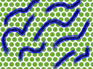 Blue lines on Green poke dot background with white wallpaper . High quality illustration